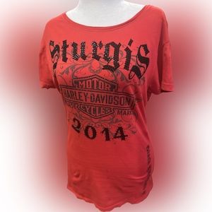 Harley-Davidson STURGIS 2014 ladies bling shirt in red XL